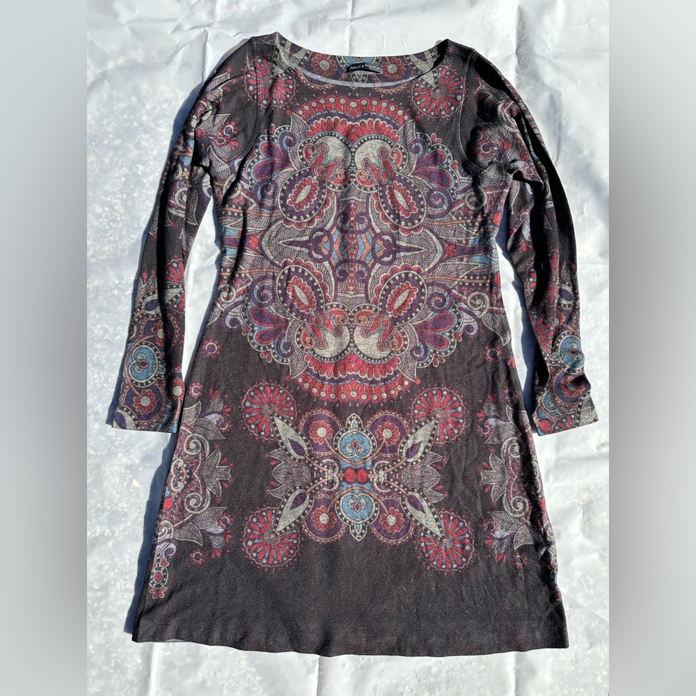 Nally & Millie Vibrant Paisley Long Sleeve Dress